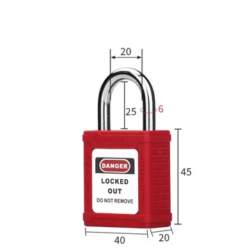 Piros színű, nejlon házas Lockout Tagout lakat