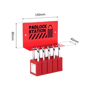 Piros színű Lockout Tagout lakattartó fali állomás