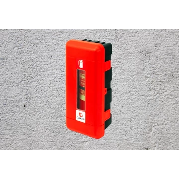 Különböző típusú kézi tűzoltó készülékek tároló doboza tehergépjárműre, beleértve a porral, habbal és gázzal oltókat