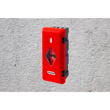 Különböző típusú kézi tűzoltó készülékek tároló doboza tehergépjárműre, beleértve a porral, habbal és gázzal oltókat