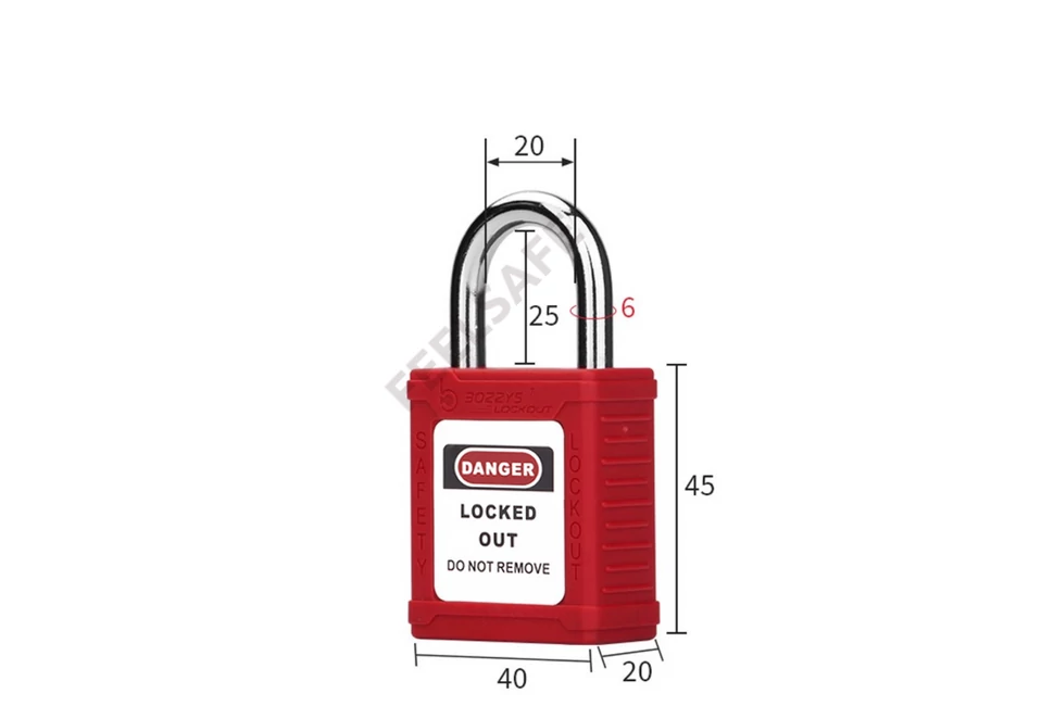 Piros színű, nejlon házas Lockout Tagout lakat