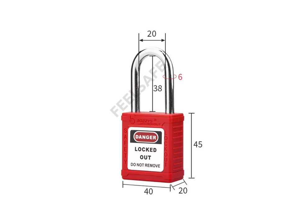 Piros színű, nejlon házas Lockout Tagout lakat