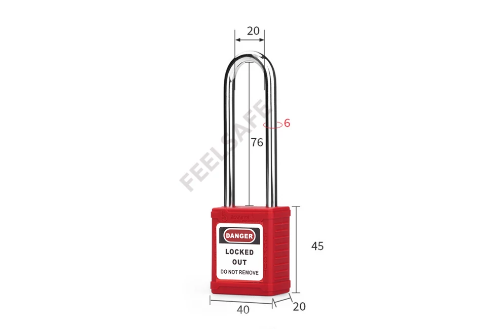 Piros színű, nejlon házas Lockout Tagout lakat