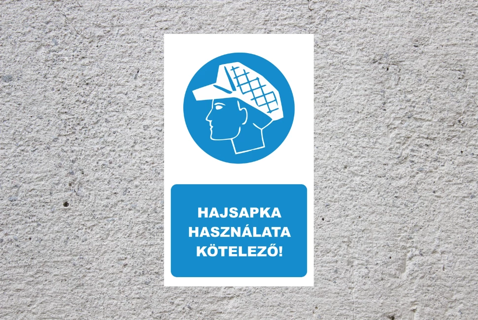Hajsapka használata kötelező piktogram 160mm x 250mm PVC