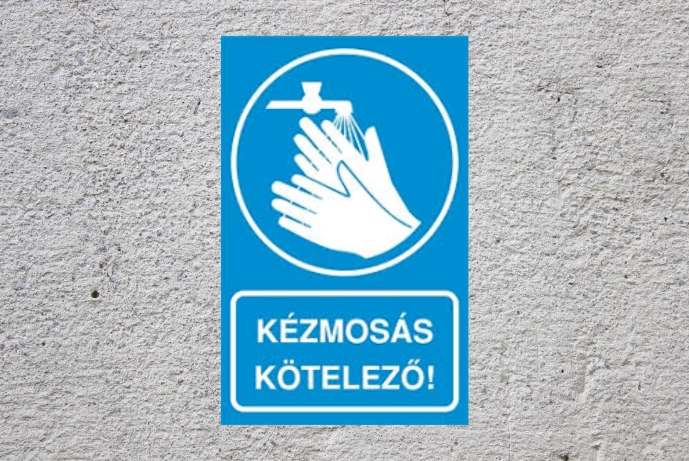 Kézmosás kötelező piktogram 160mm x 250mm PVC