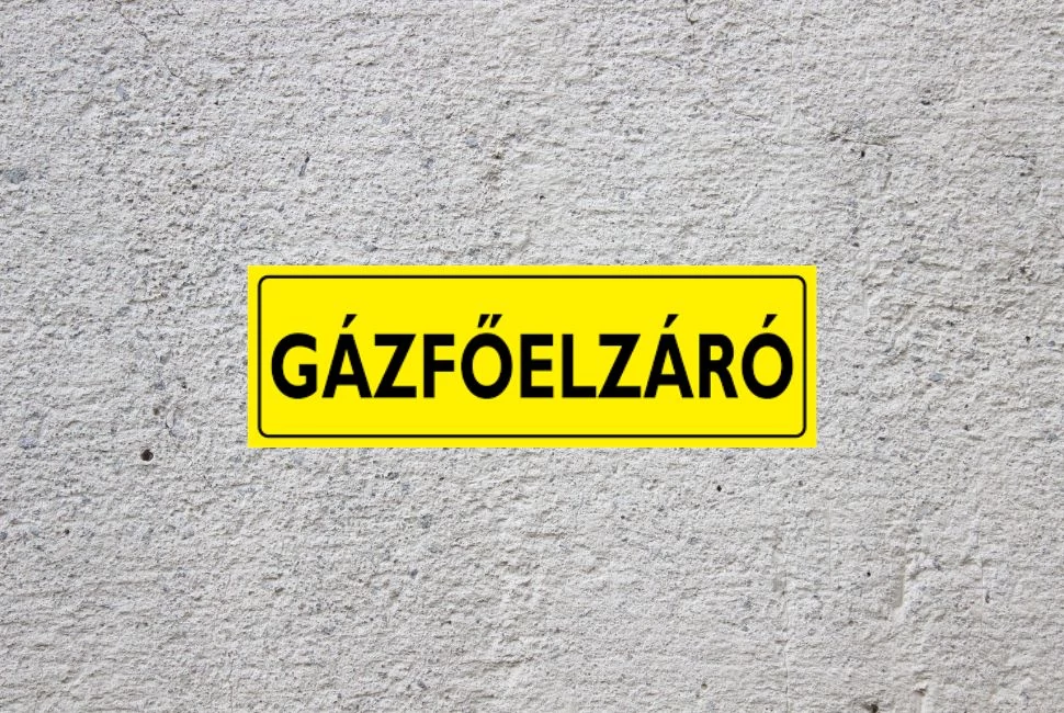 Gáz főelzáró piktogram (sárga) 250 mm x 80 mm PVC