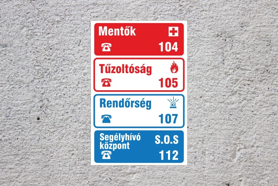 Segélyhívó telefonszámok piktogram