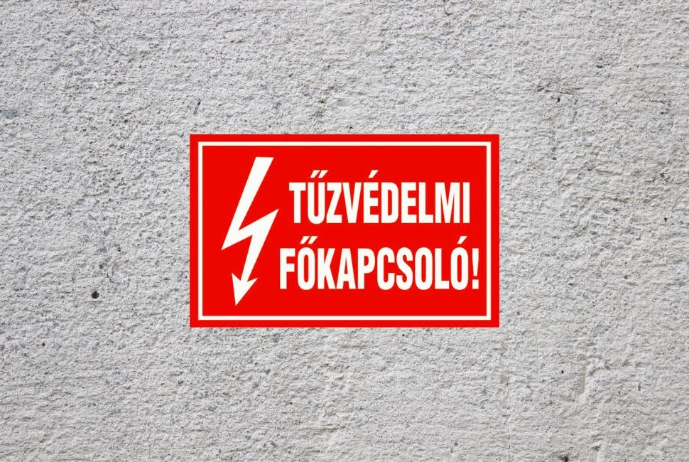 Tűzvédelmi főkapcsoló matrica 160 mm x 100 mm vinil