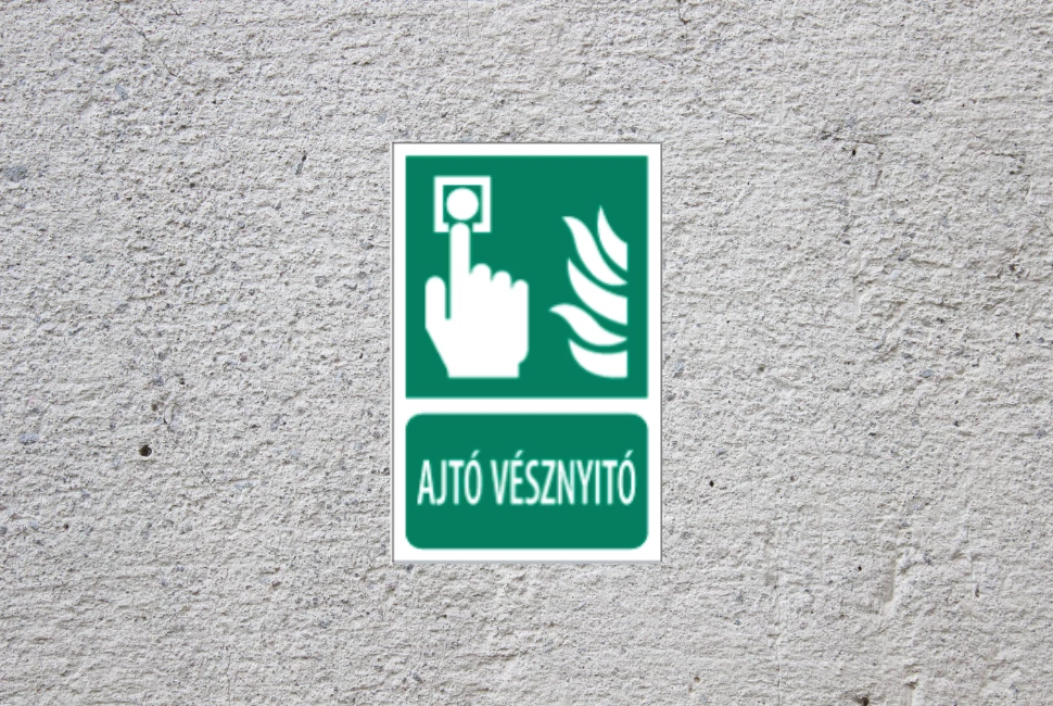 Ajtó vésznyitó piktogram - utánvilágító 100 mm x 150 mm PVC