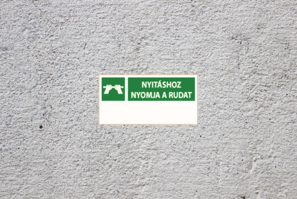 Pánikzár piktogram öntapadó - utánvilágító 300 mm x 150 mm vinil